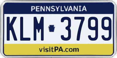 PA license plate KLM3799