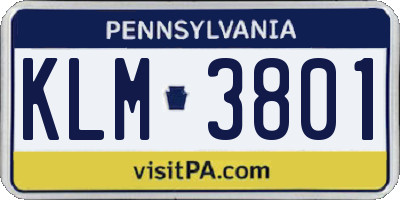 PA license plate KLM3801