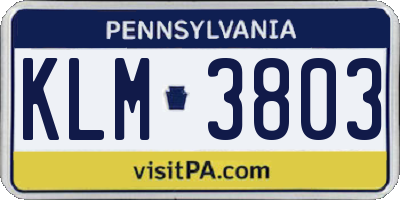 PA license plate KLM3803