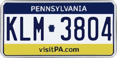 PA license plate KLM3804