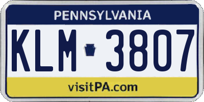 PA license plate KLM3807