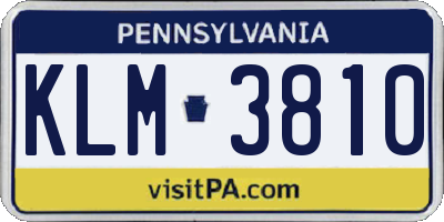 PA license plate KLM3810
