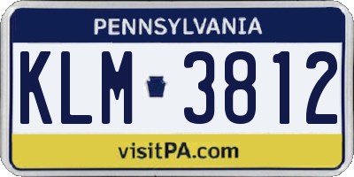 PA license plate KLM3812