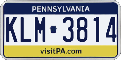 PA license plate KLM3814