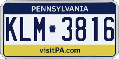PA license plate KLM3816