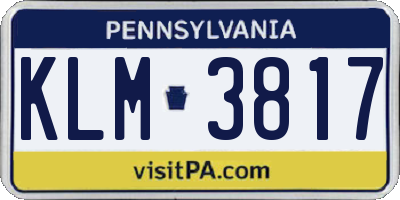 PA license plate KLM3817