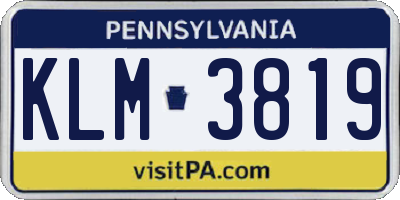 PA license plate KLM3819