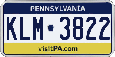 PA license plate KLM3822