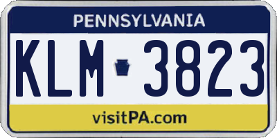 PA license plate KLM3823