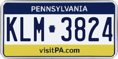 PA license plate KLM3824