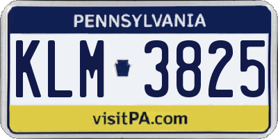 PA license plate KLM3825