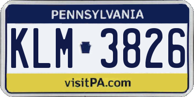 PA license plate KLM3826