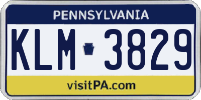 PA license plate KLM3829