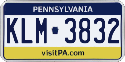 PA license plate KLM3832