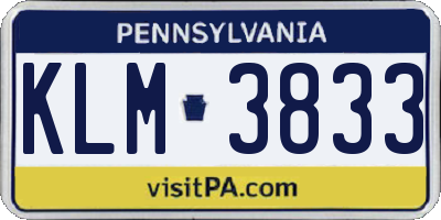PA license plate KLM3833
