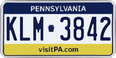 PA license plate KLM3842