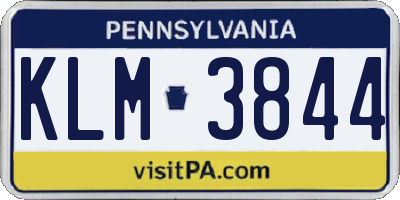 PA license plate KLM3844