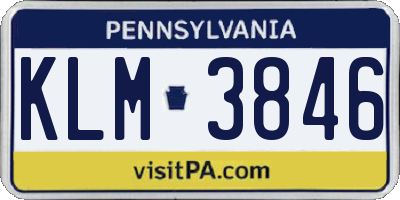 PA license plate KLM3846