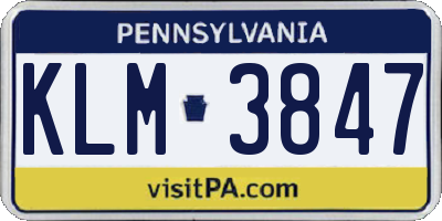 PA license plate KLM3847
