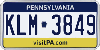 PA license plate KLM3849