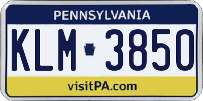 PA license plate KLM3850