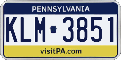 PA license plate KLM3851