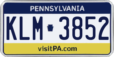 PA license plate KLM3852