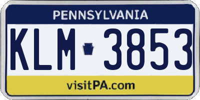 PA license plate KLM3853