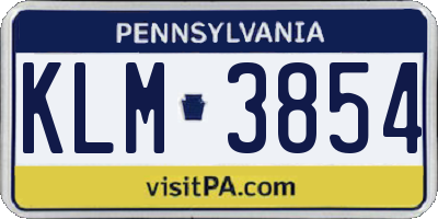 PA license plate KLM3854