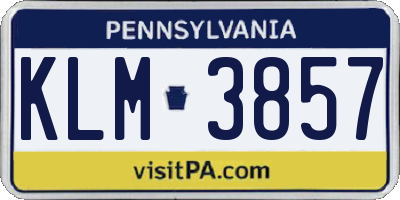 PA license plate KLM3857