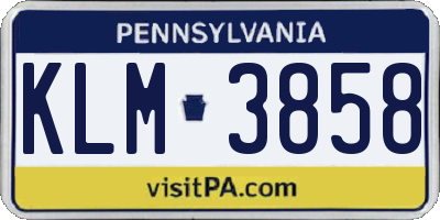 PA license plate KLM3858