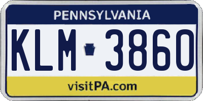 PA license plate KLM3860