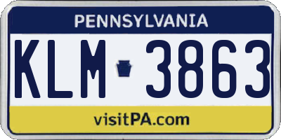 PA license plate KLM3863