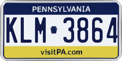 PA license plate KLM3864