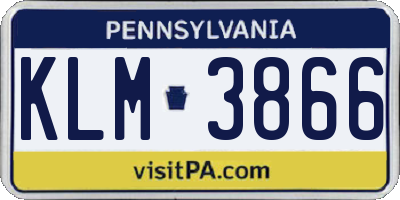 PA license plate KLM3866