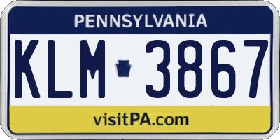 PA license plate KLM3867