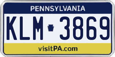 PA license plate KLM3869