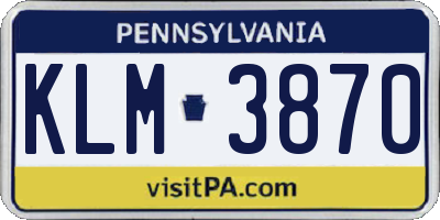 PA license plate KLM3870