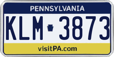 PA license plate KLM3873