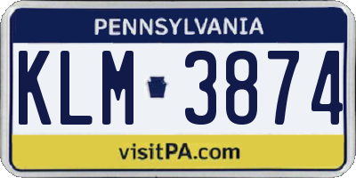 PA license plate KLM3874