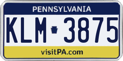 PA license plate KLM3875