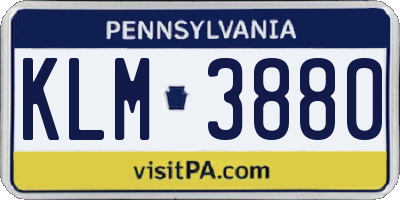 PA license plate KLM3880