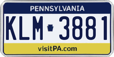 PA license plate KLM3881