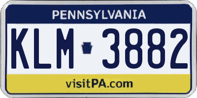 PA license plate KLM3882