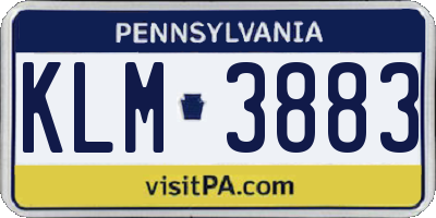 PA license plate KLM3883