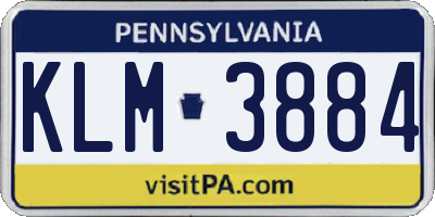 PA license plate KLM3884