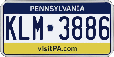 PA license plate KLM3886
