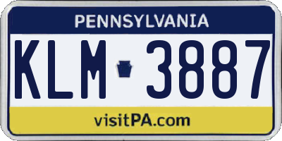 PA license plate KLM3887