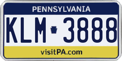 PA license plate KLM3888