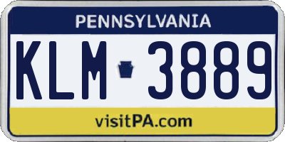 PA license plate KLM3889